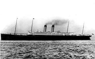 Built by Harlan & Wolff Limited, Belfast, Northern Ireland, 1902. 21,035 gross tons; 700 (bp) feet long; 75 feet wide. Steam quadruple expansion engines, twin screw.  Service speed 16 knots.  2,875 passengers (365 first class, 160 second class, 2,350 third class).

Built for White Star and Dominion Lines, in 1902 and named Cedric. Liverpool-New York service. Used as an auxiliary cruiser and then as a troopship during World War I. Scrapped in 1932.